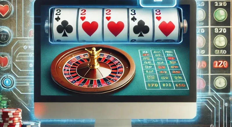 Bright screen with spinning prize icons in a warm casino light — showing the lure of D880 games in BD.